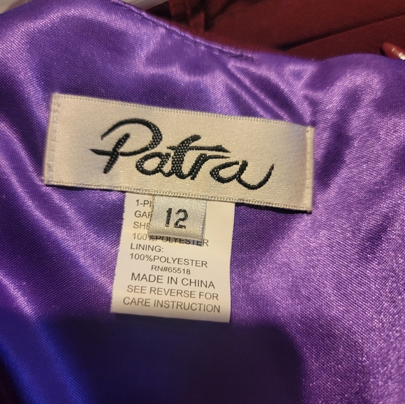 Iridescent Purple Maroon Patra Dress Size 12 V Neck Full Skirt Formal m67 - Picture 8 of 10